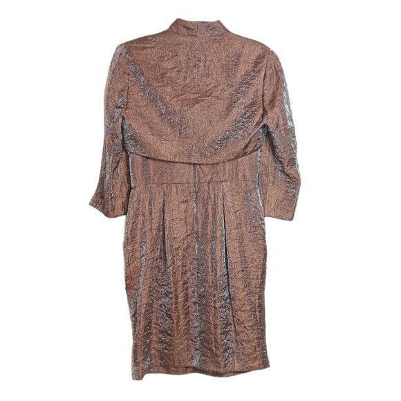 Jessica Howard 2-Piece Set Beaded Midi Cocktail Dress Metallic Bronze Size 6 - Picture 5 of 5